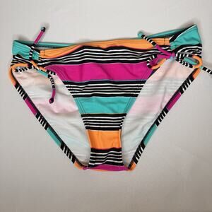 Aqua Couture Bikini Bottoms Only Size Medium Multicolor Striped New With Tags